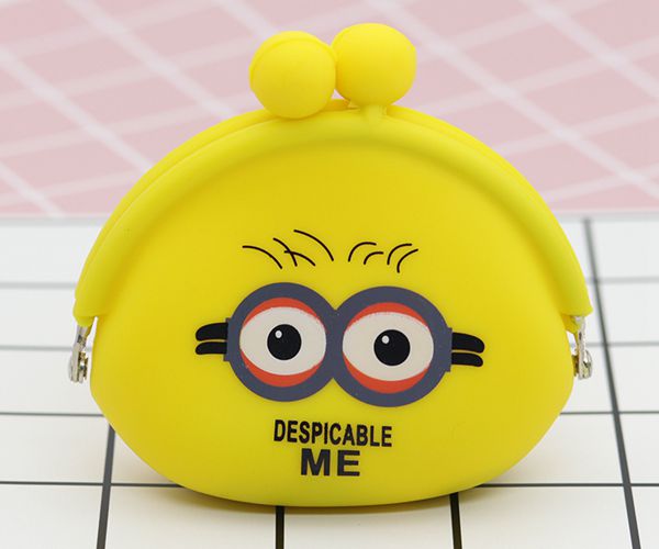 便攜硅膠錢包，卡扣硅膠零錢包，小黃人零錢包